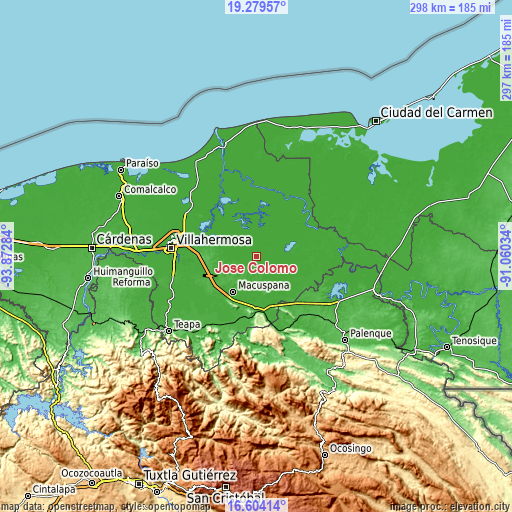 Topographic map of José Colomo