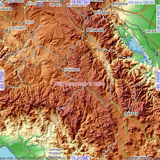 Topographic map of Villa Tejúpam de la Unión