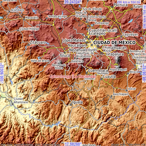 Topographic map of Jalmolonga (La Hacienda)