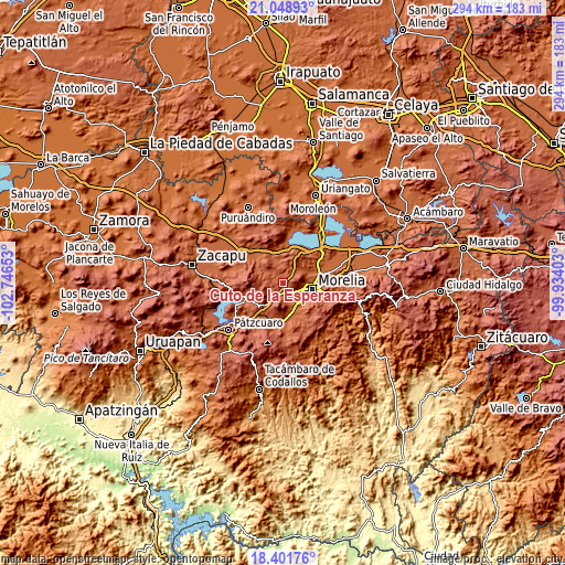 Topographic map of Cuto de la Esperanza