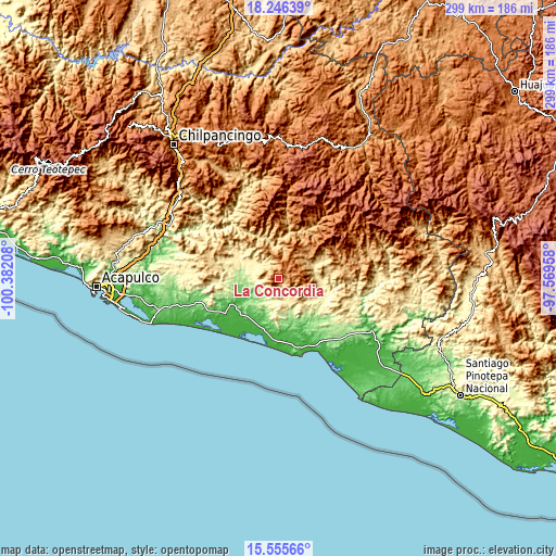 Topographic map of La Concordia