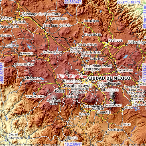 Topographic map of Ejido Miraflores