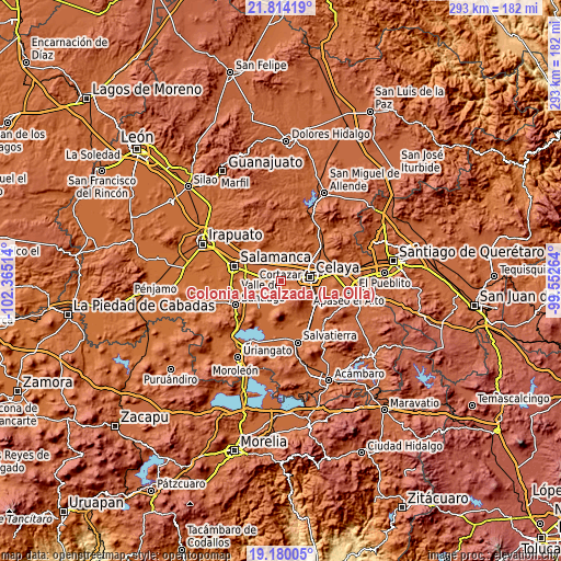 Topographic map of Colonia la Calzada (La Olla)