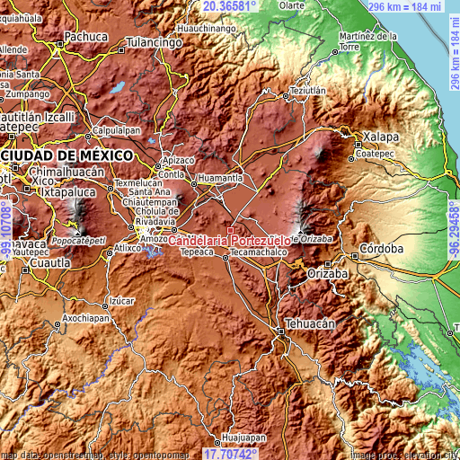 Topographic map of Candelaria Portezuelo