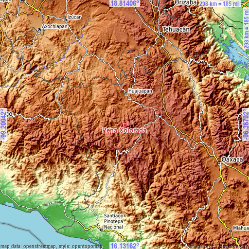 Topographic map of Peña Colorada