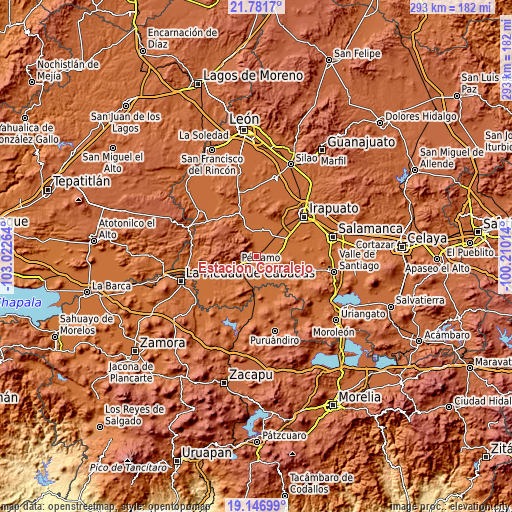 Topographic map of Estación Corralejo