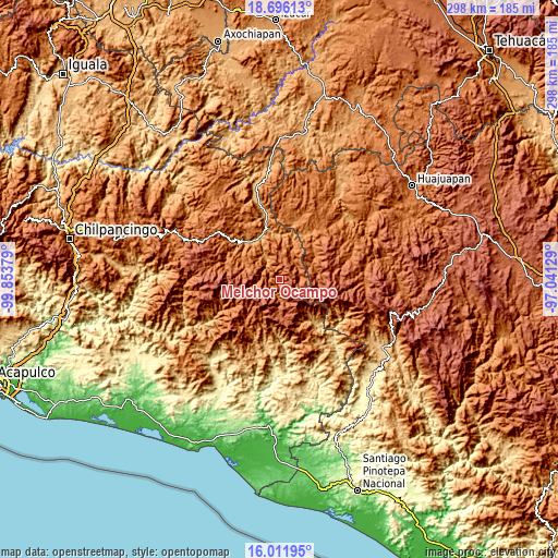 Topographic map of Melchor Ocampo