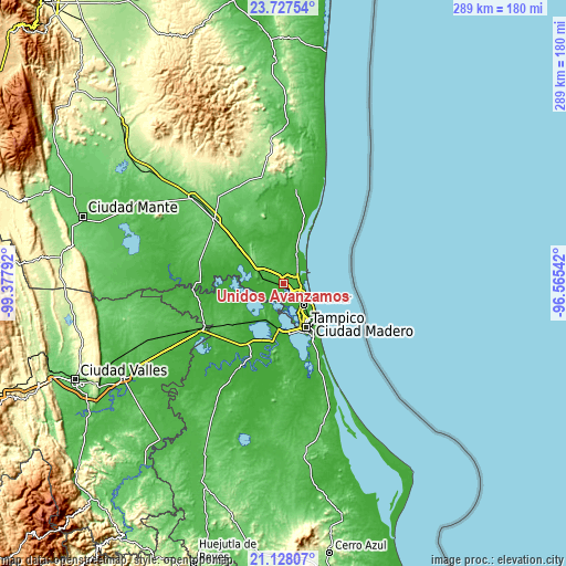 Topographic map of Unidos Avanzamos