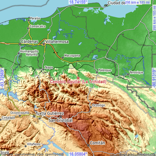 Topographic map of Cenobio Aguilar (La Trinidad)