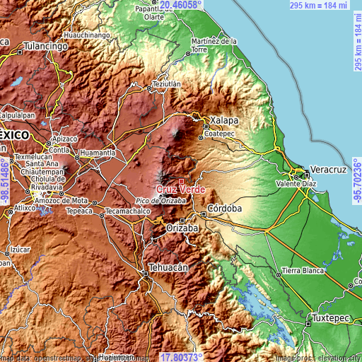 Topographic map of Cruz Verde