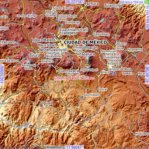 Topographic map of Colonia San Francisco