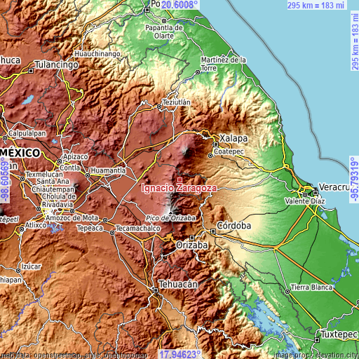 Topographic map of Ignacio Zaragoza