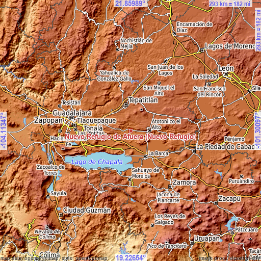 Topographic map of Nuevo Refugio de Afuera (Nuevo Refugio)