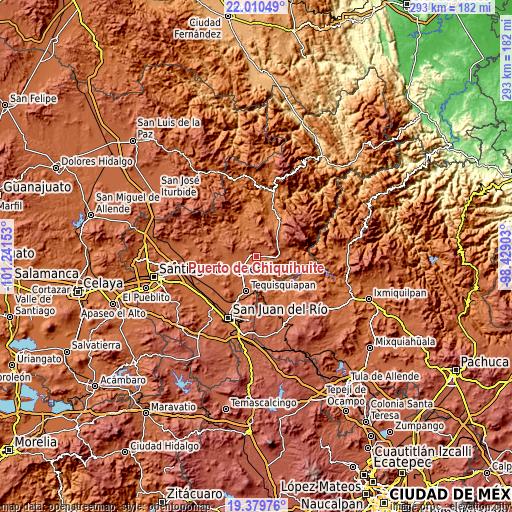 Topographic map of Puerto de Chiquihuite