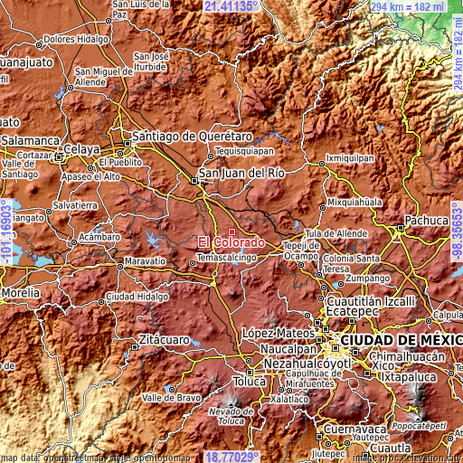 Topographic map of El Colorado