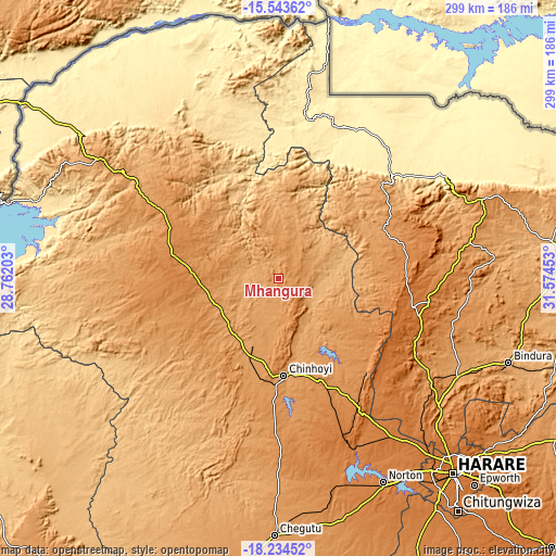 Topographic map of Mhangura