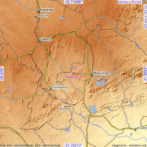 Topographic map of Mashava