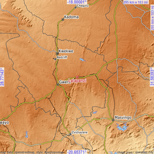 Topographic map of Lalapanzi