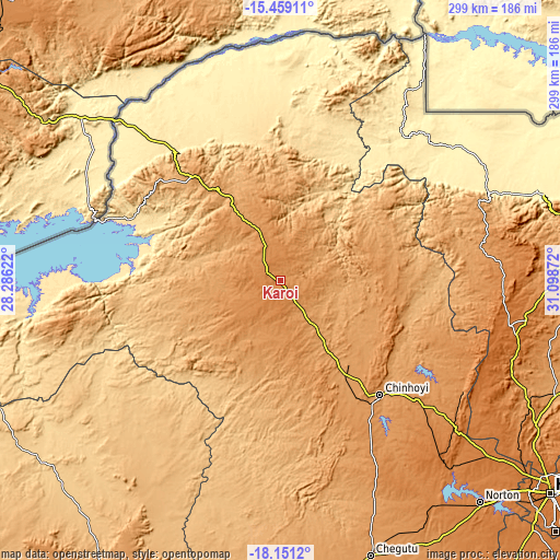 Topographic map of Karoi