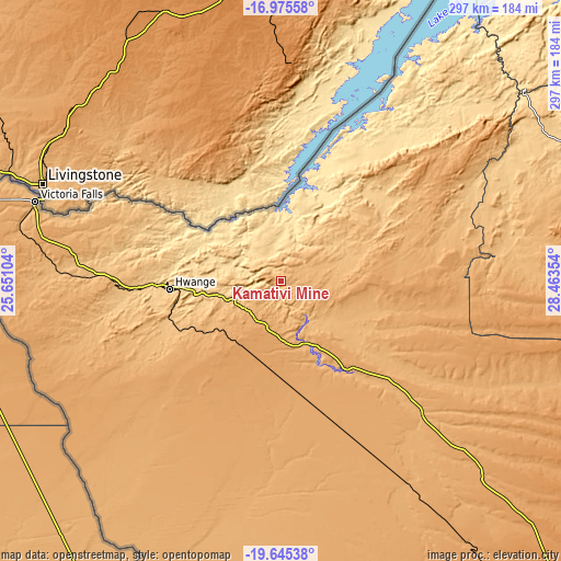 Topographic map of Kamativi Mine
