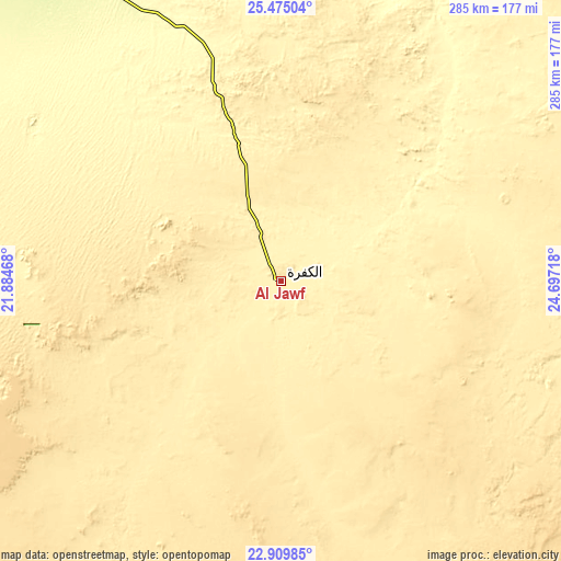 Topographic map of Al Jawf
