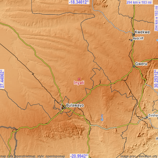 Topographic map of Inyati