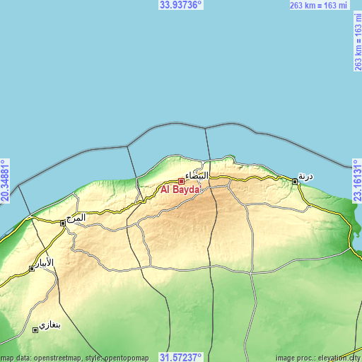 Topographic map of Al Bayḑā’