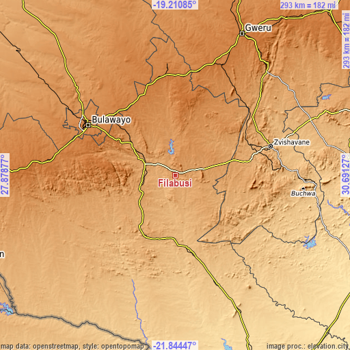 Topographic map of Filabusi