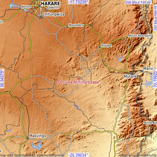 Topographic map of Dorowa Mining Lease