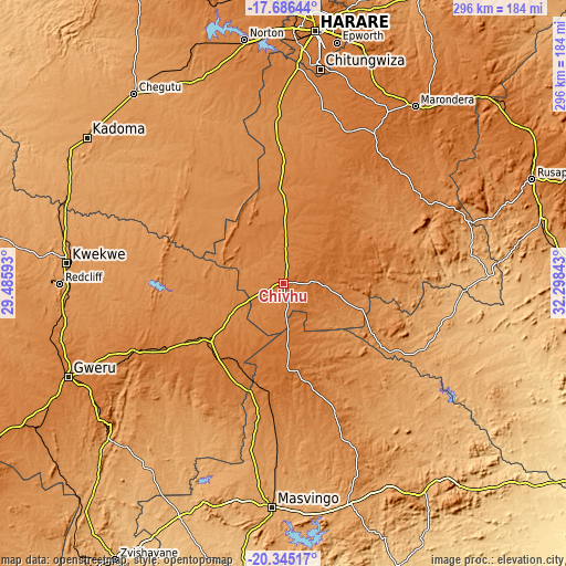Topographic map of Chivhu