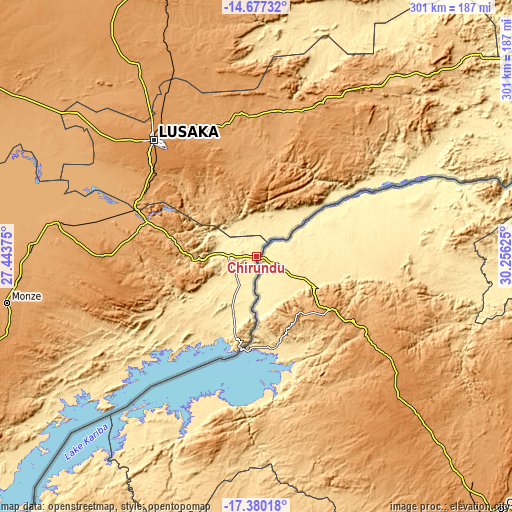 Topographic map of Chirundu