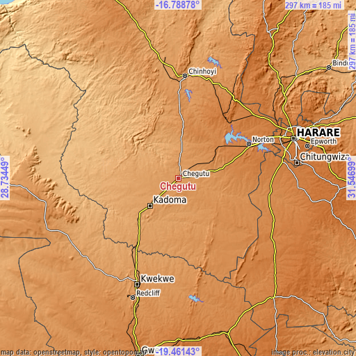 Topographic map of Chegutu