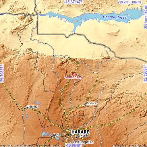 Topographic map of Centenary