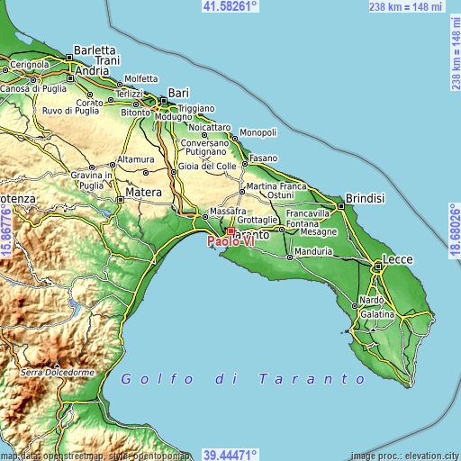 Topographic map of Paolo VI