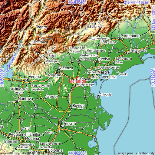 Topographic map of Mejaniga