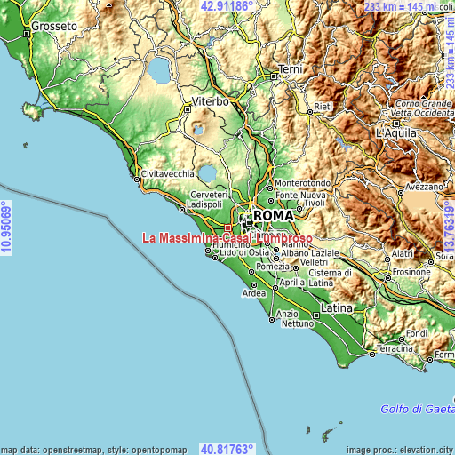 Topographic map of La Massimina-Casal Lumbroso