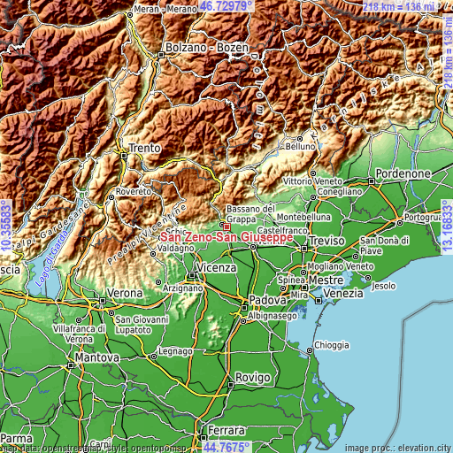 Topographic map of San Zeno-San Giuseppe