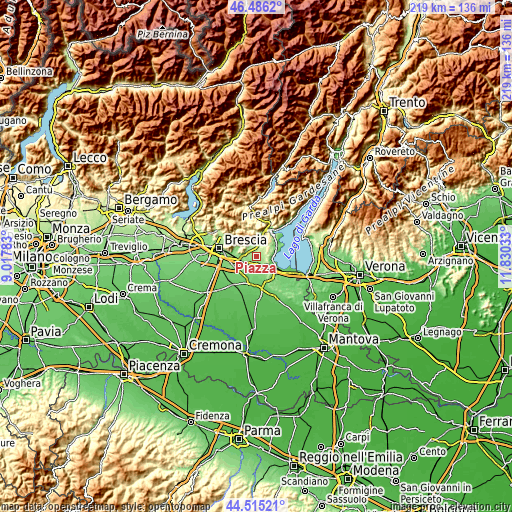 Topographic map of Piazza