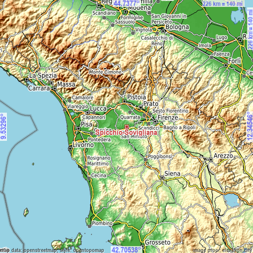 Topographic map of Spicchio-Sovigliana