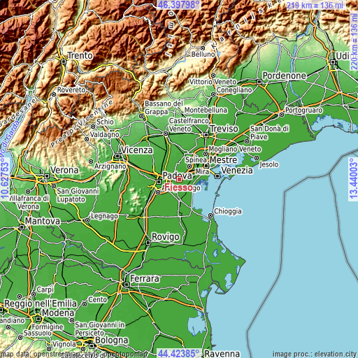 Topographic map of Fiesso