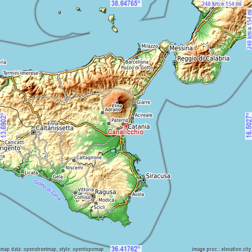 Topographic map of Canalicchio