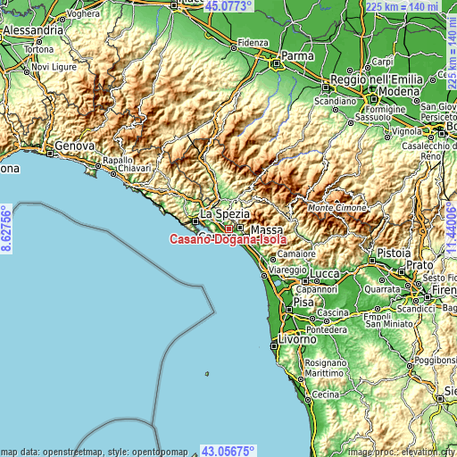 Topographic map of Casano-Dogana-Isola