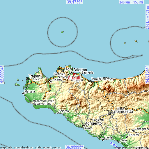 Topographic map of Ciaculli
