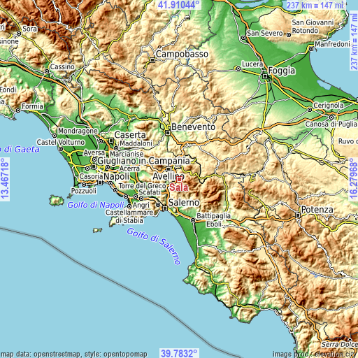 Topographic map of Sala