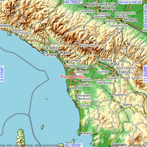 Topographic map of Pontasserchio
