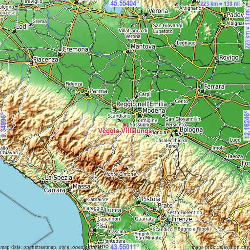 Topographic map of Veggia-Villalunga