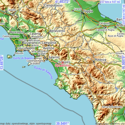 Topographic map of Quadrivio