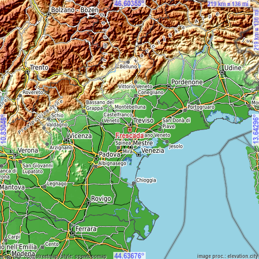 Topographic map of Frescada