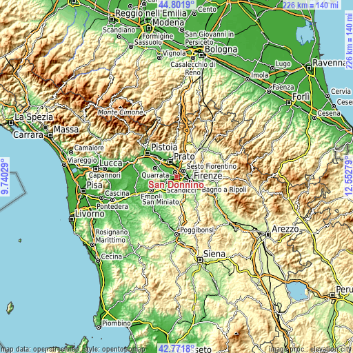 Topographic map of San Donnino