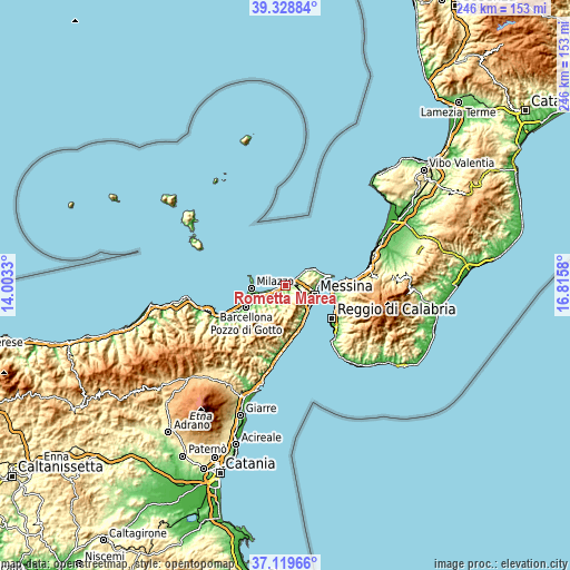 Topographic map of Rometta Marea